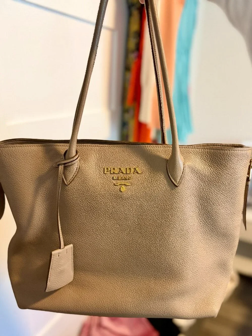 PRADA Leather Shoulder Bag - Tan